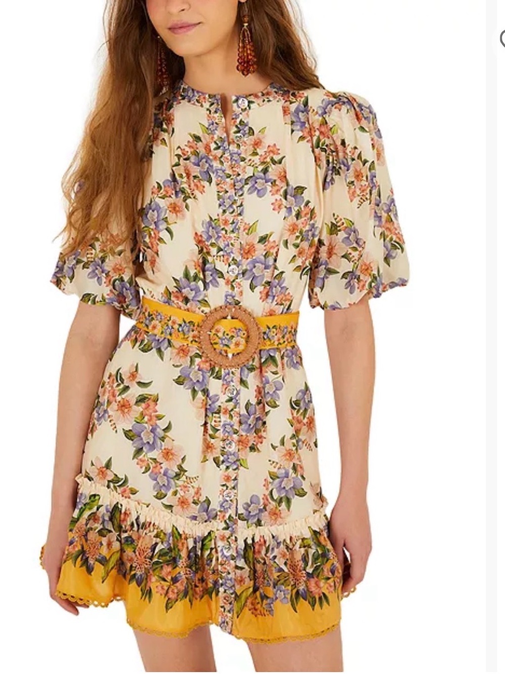 New-Farm Rio Hilo Strip Sand Belted Button down Mini Dress in Medium
